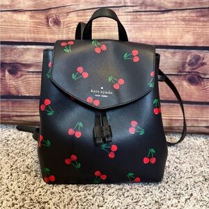 Kate Spade Black Backpack with Cherry Design